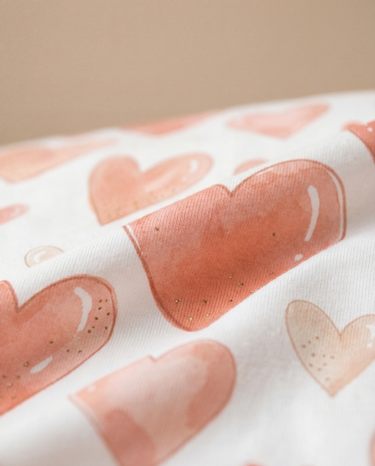Watercolor Heart Women’s Short Pajama Set – Blush Romantic Sleepwear