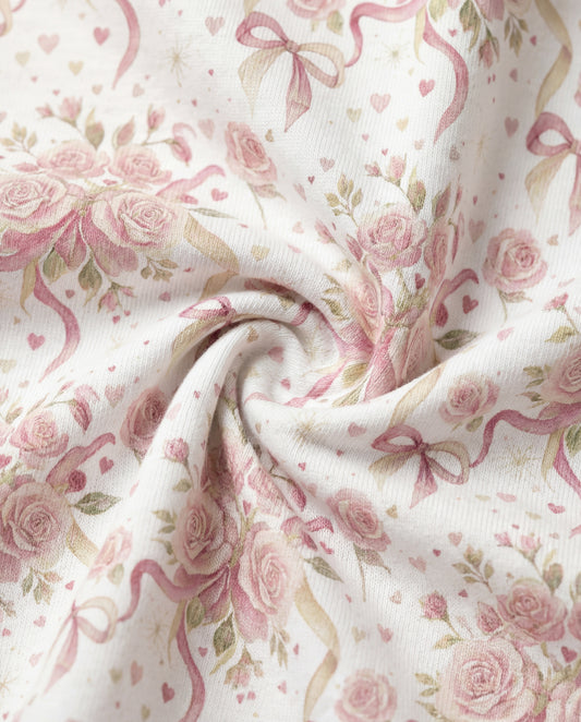 Rose Bouquet & Ribbon Women’s Short Pajama Set – Romantic Sleepwear