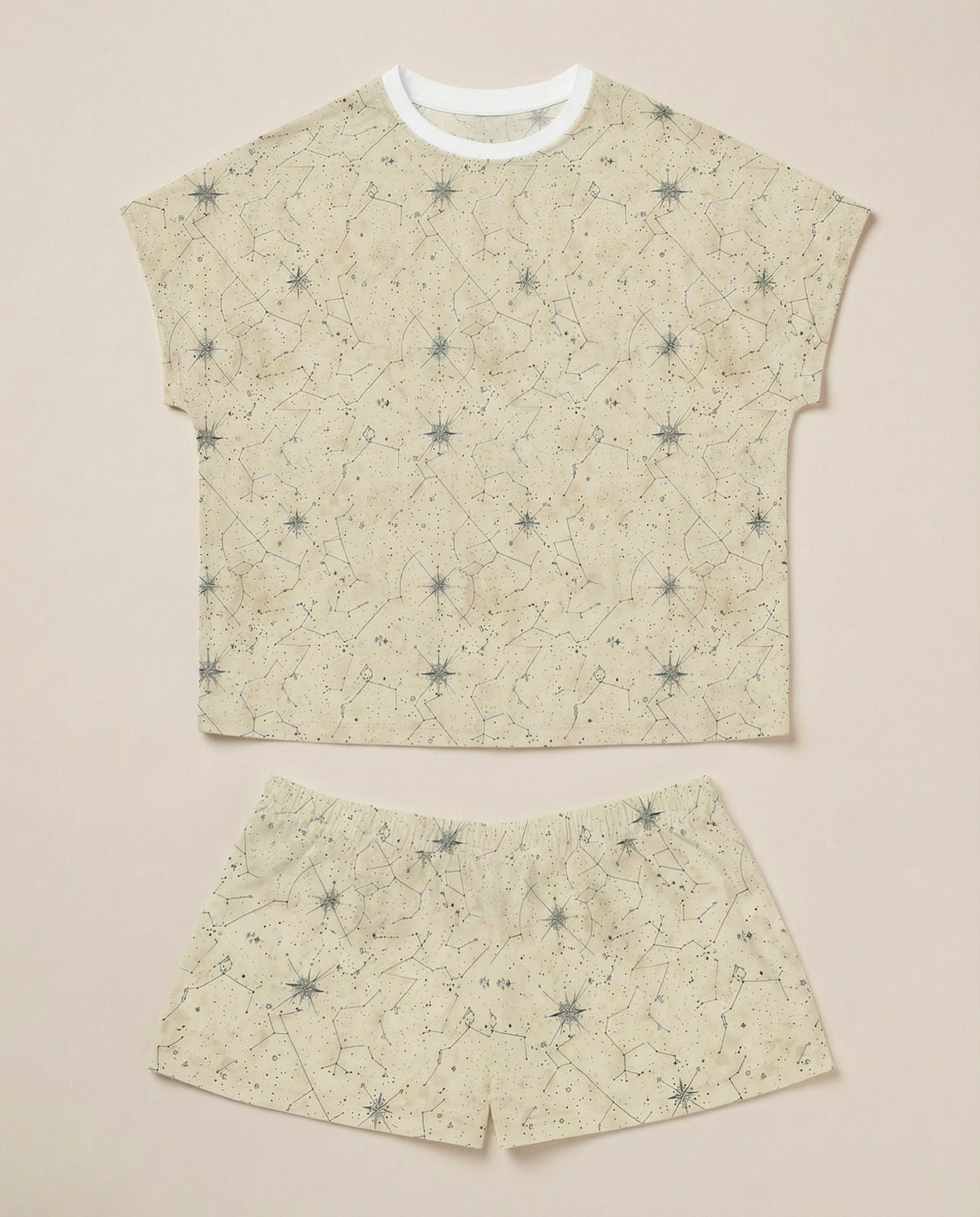 Constellation Map Women’s Short Pajama Set – Celestial Sleepwear