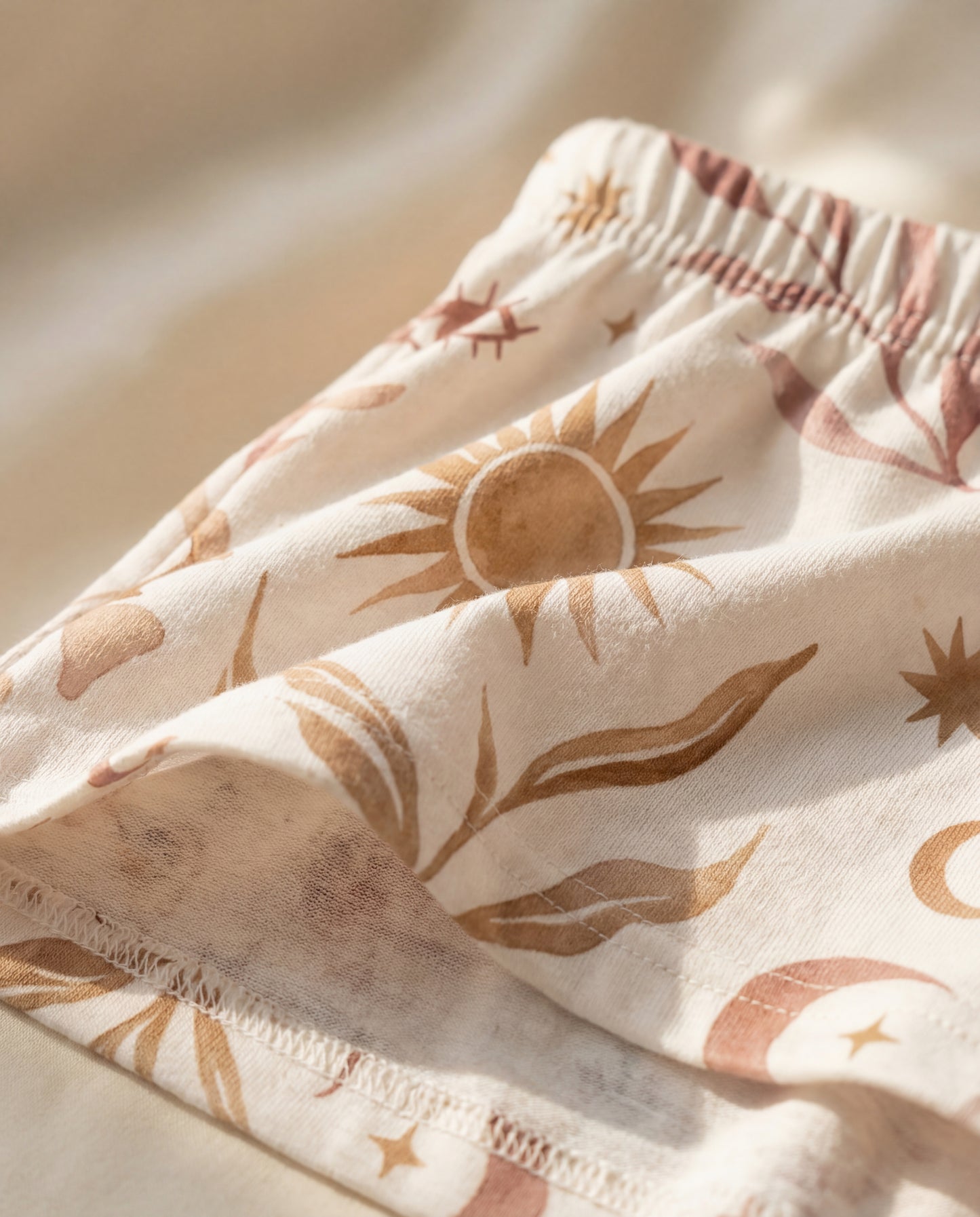 Celestial Floral Women’s Short Pajama Set – Sun, Moon & Stars Loungewear