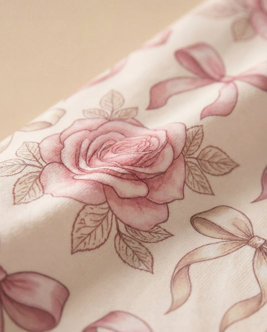 Blush Rose & Ribbon Women’s Short Pajama Set – Romantic Sleepwear