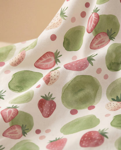Strawberry & Sage Women’s Short Pajama Set – Soft Watercolor Sleepwear