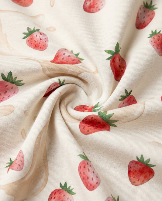 Strawberry Milk Women’s Short Pajama Set – Soft Summer Sleepwear