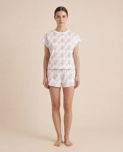 Rose Bouquet & Ribbon Women’s Short Pajama Set – Romantic Sleepwear