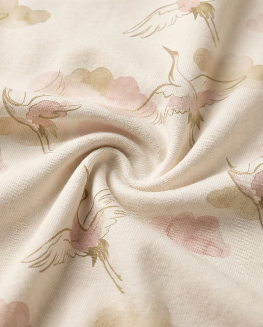 Blush Crane & Cloud Women’s Short Pajama Set – Dreamy Sleepwear