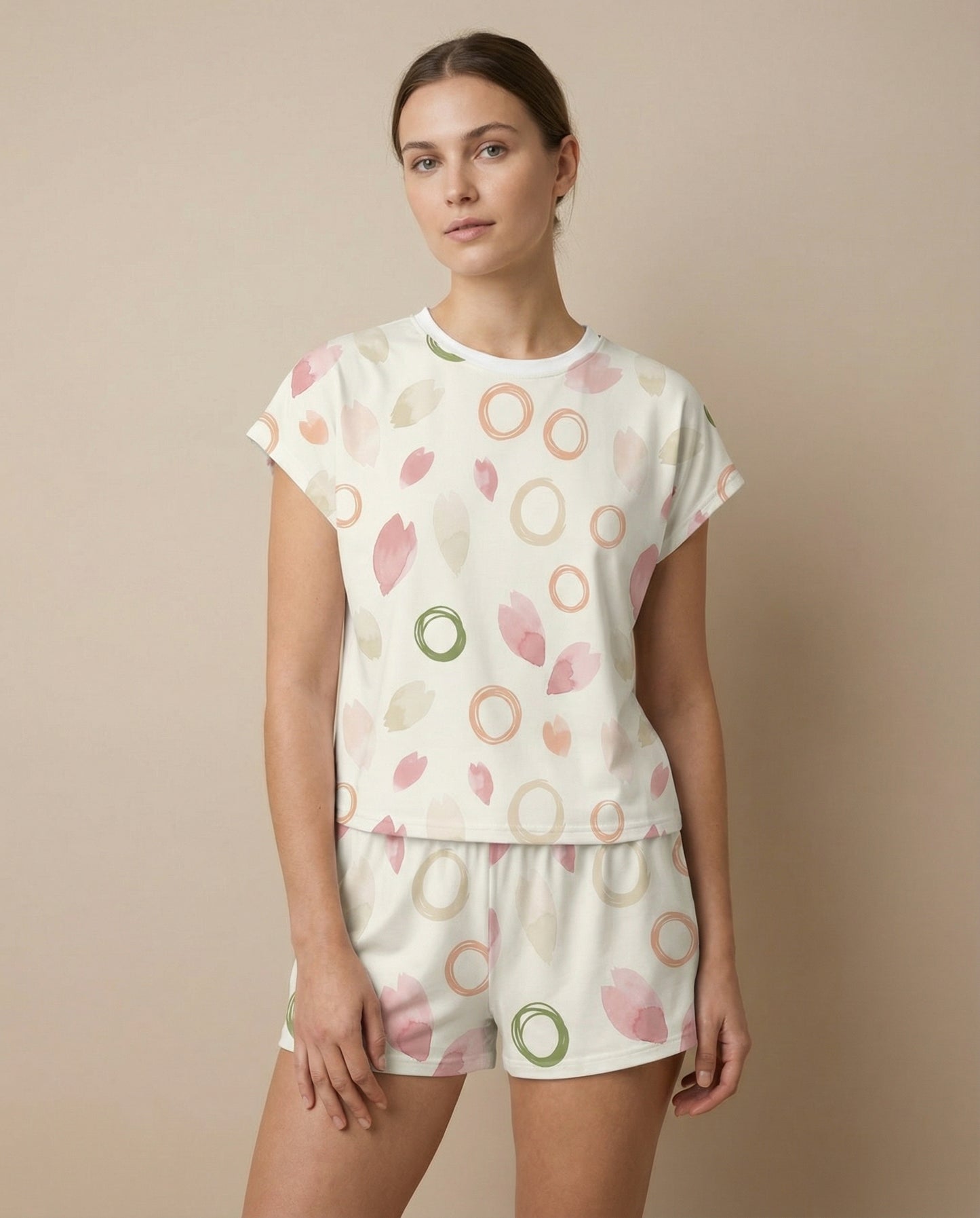 Petal & Ring Women’s Short Pajama Set – Soft Minimal Sleepwear
