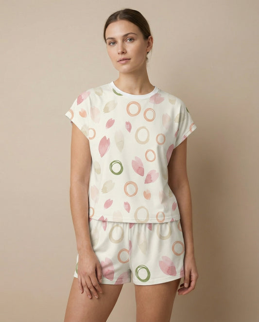 Petal & Ring Women’s Short Pajama Set – Soft Minimal Sleepwear