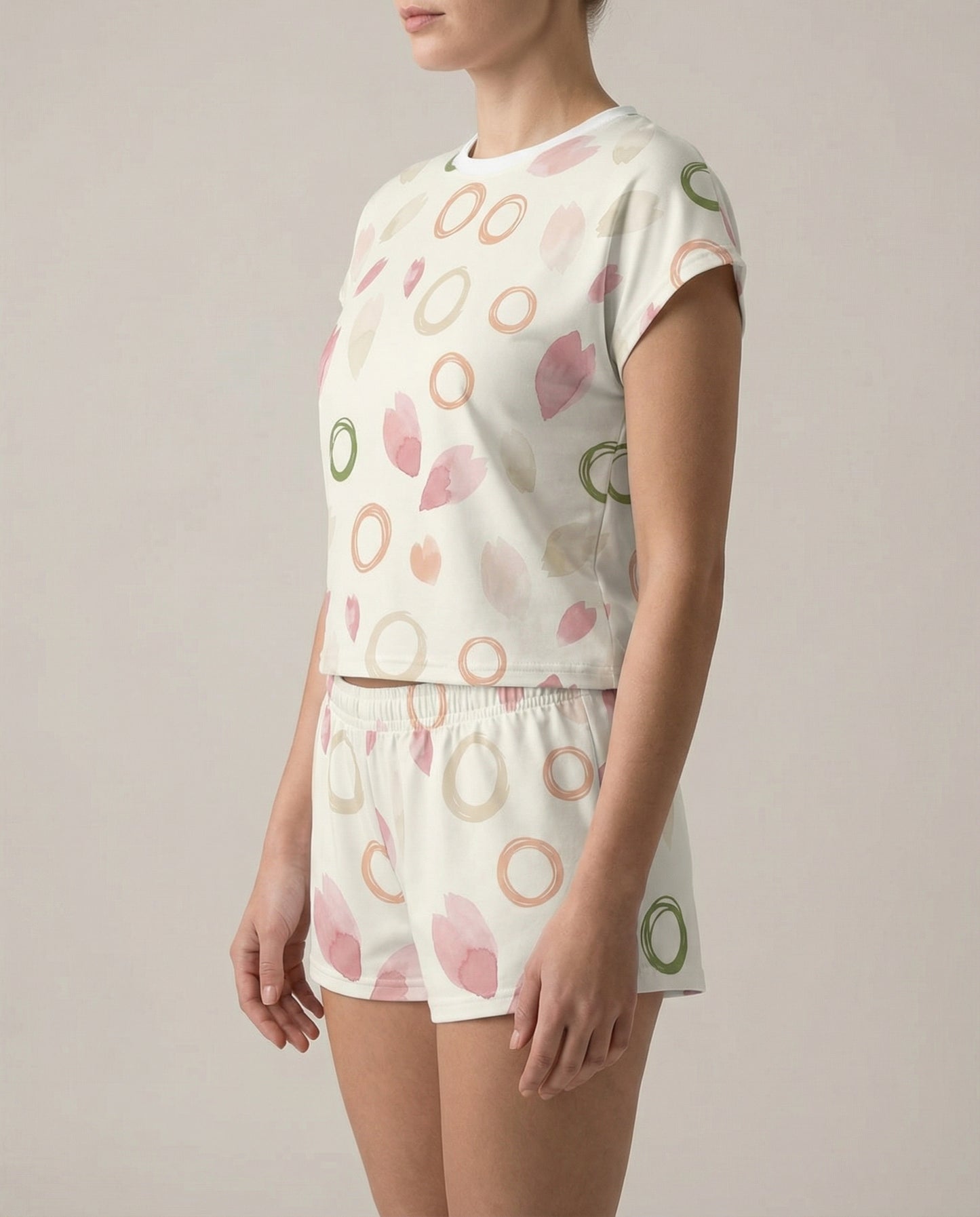 Petal & Ring Women’s Short Pajama Set – Soft Minimal Sleepwear