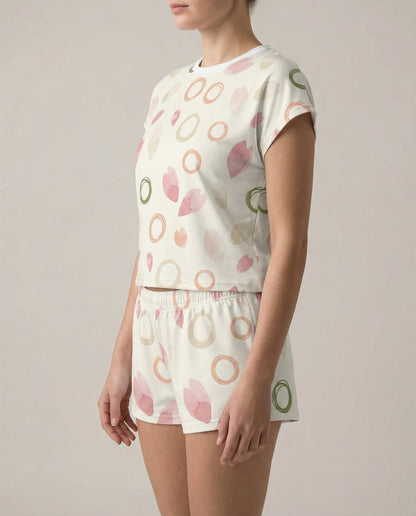 Petal & Ring Women’s Short Pajama Set – Soft Minimal Sleepwear