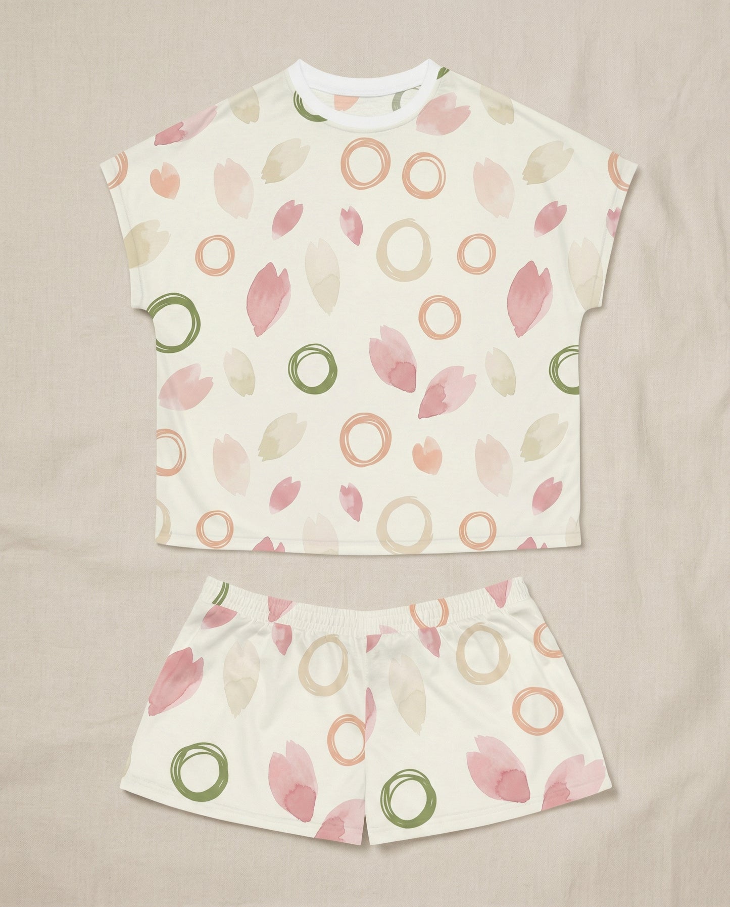 Petal & Ring Women’s Short Pajama Set – Soft Minimal Sleepwear