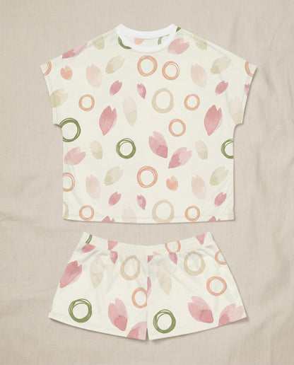 Petal & Ring Women’s Short Pajama Set – Soft Minimal Sleepwear