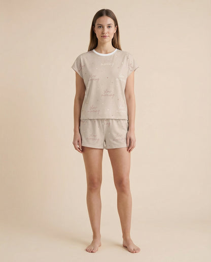 Slow Morning Women’s Short Pajama Set – Minimal Neutral Sleepwear