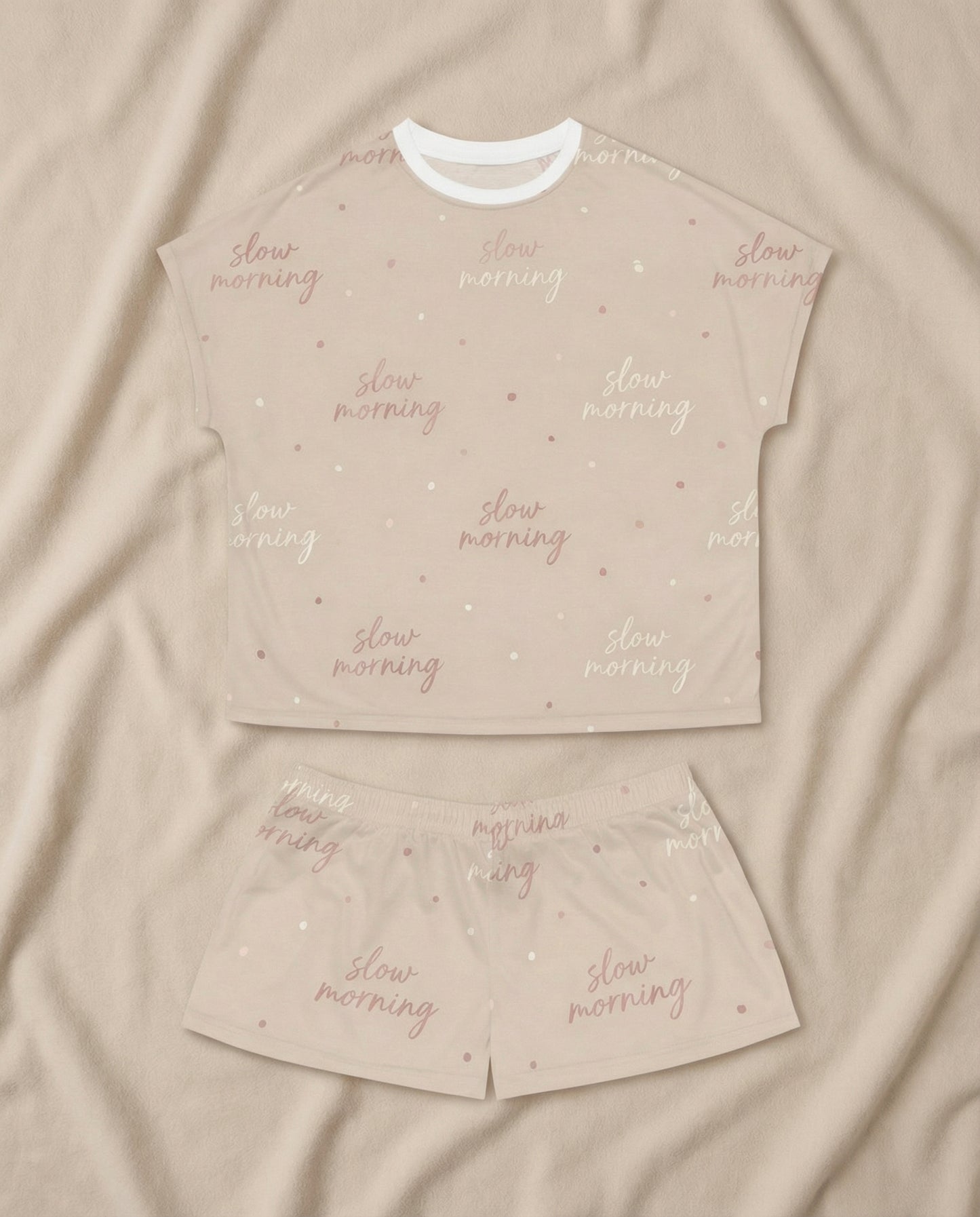 Slow Morning Women’s Short Pajama Set – Minimal Neutral Sleepwear