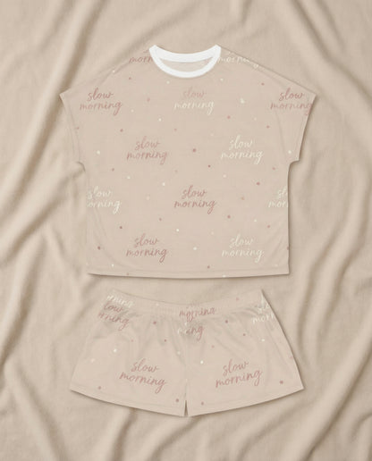 Slow Morning Women’s Short Pajama Set – Minimal Neutral Sleepwear