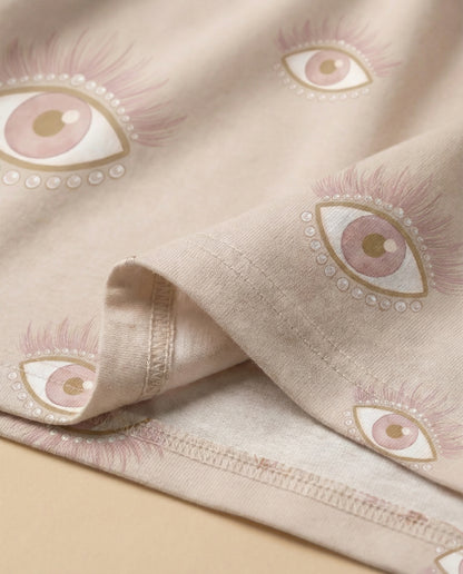Mystic Eye Women’s Short Pajama Set – Celestial Neutral Sleepwear