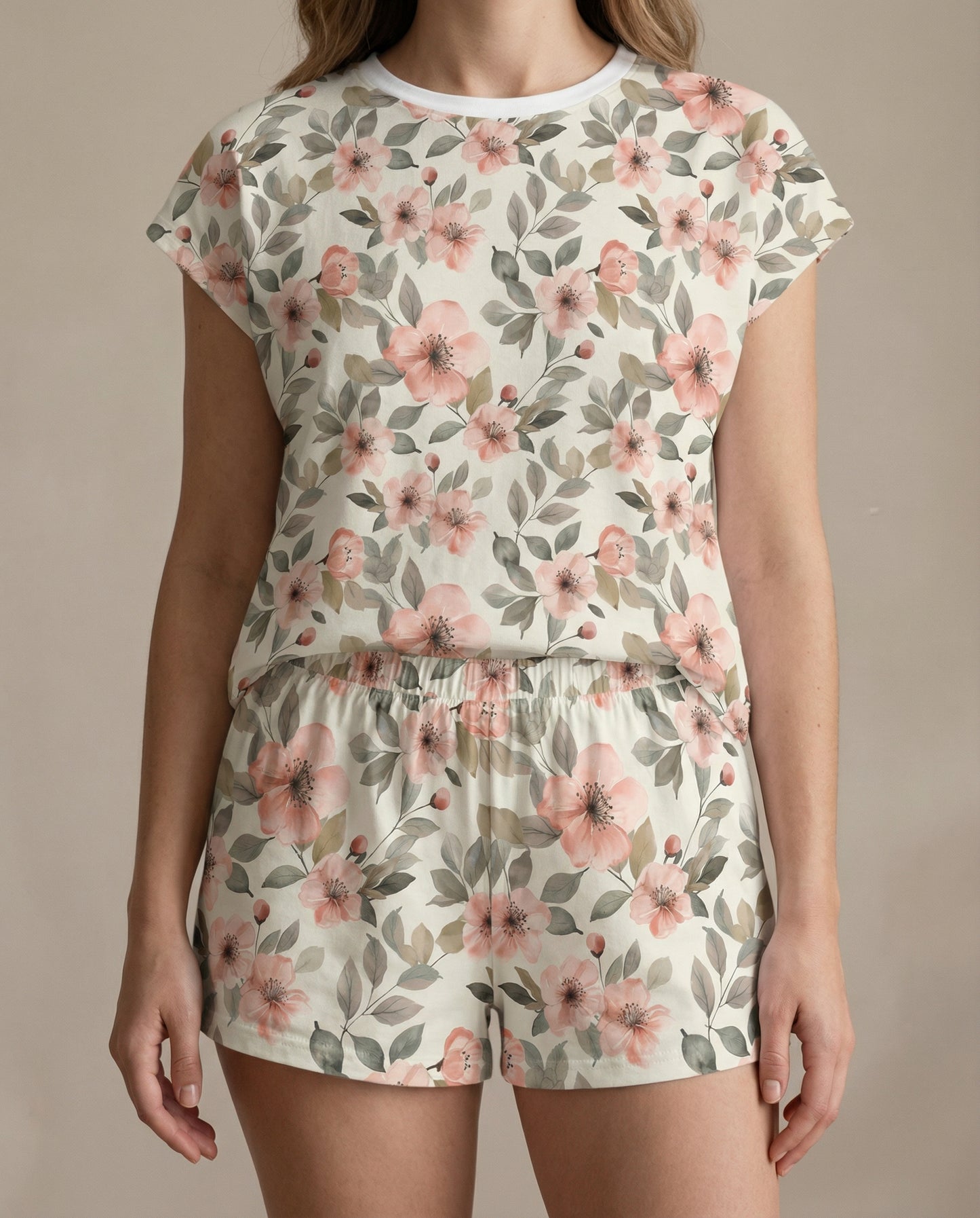 Blush Wildflower Women’s Short Pajama Set – Soft Floral Sleepwear