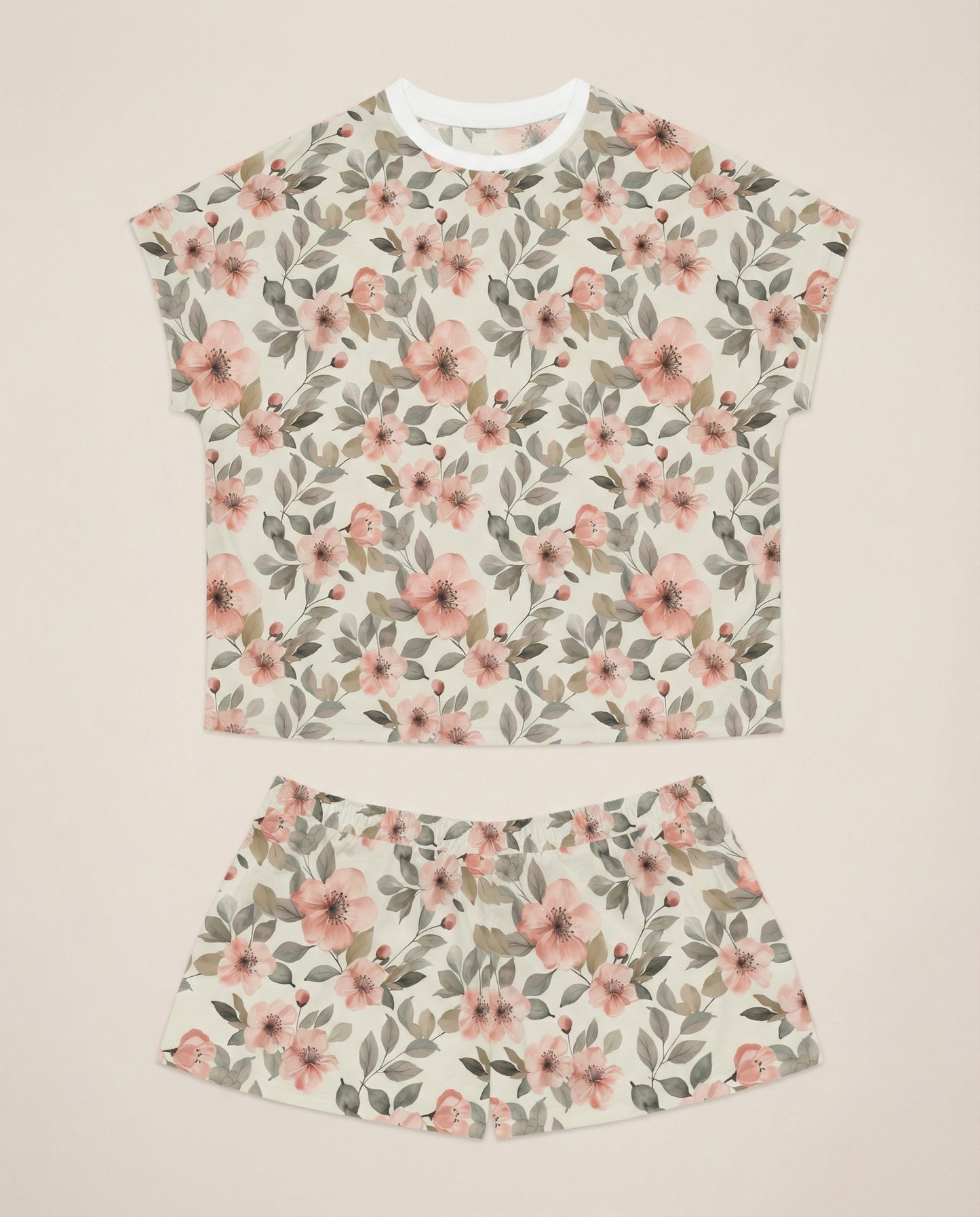 Blush Wildflower Women’s Short Pajama Set – Soft Floral Sleepwear