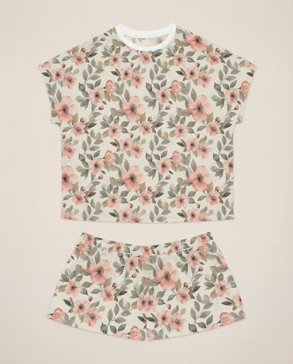 Blush Wildflower Women’s Short Pajama Set – Soft Floral Sleepwear