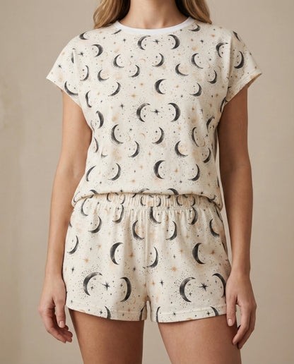 Midnight Moon Women’s Short Pajama Set – Celestial Sleepwear