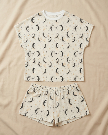 Midnight Moon Women’s Short Pajama Set – Celestial Sleepwear