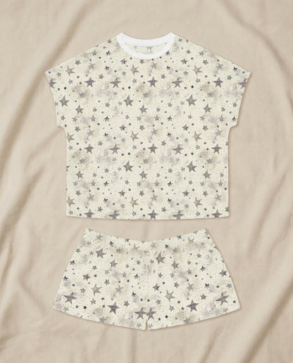 Starry Night Women’s Short Pajama Set – Minimal Celestial Sleepwear