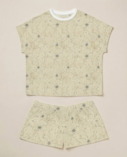Constellation Map Women’s Short Pajama Set – Celestial Sleepwear