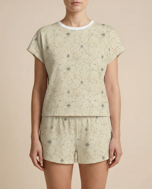 Constellation Map Women’s Short Pajama Set – Celestial Sleepwear