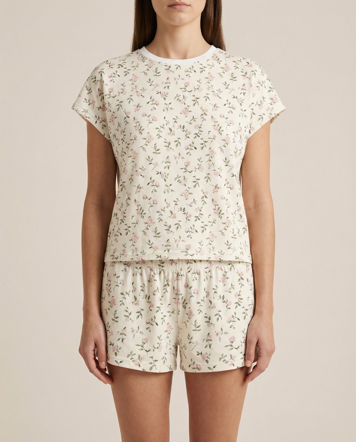 Mini Rose Vine Women’s Short Pajama Set – Soft Floral Sleepwear