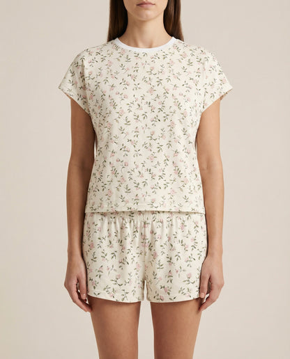 Mini Rose Vine Women’s Short Pajama Set – Soft Floral Sleepwear
