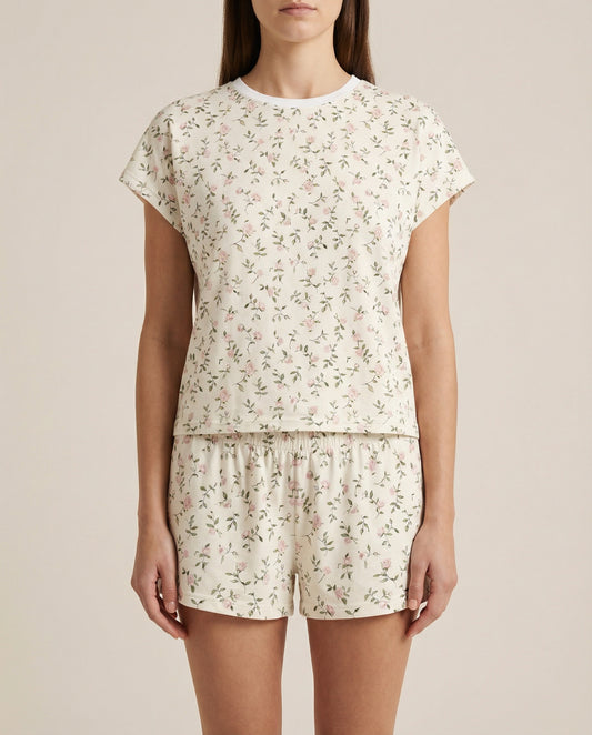 Mini Rose Vine Women’s Short Pajama Set – Soft Floral Sleepwear