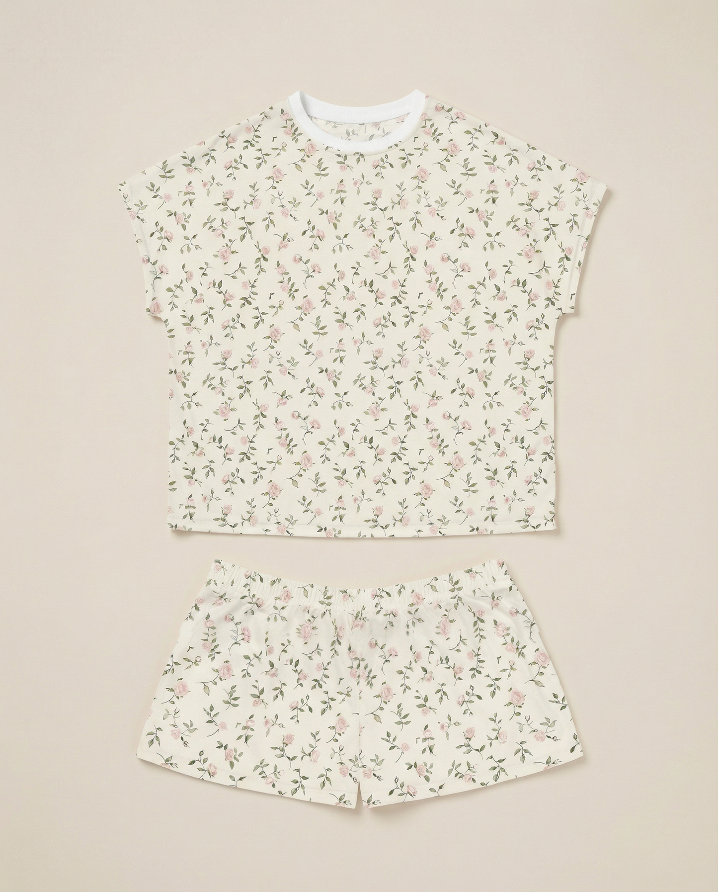 Mini Rose Vine Women’s Short Pajama Set – Soft Floral Sleepwear