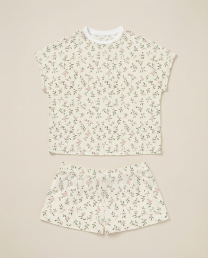 Mini Rose Vine Women’s Short Pajama Set – Soft Floral Sleepwear