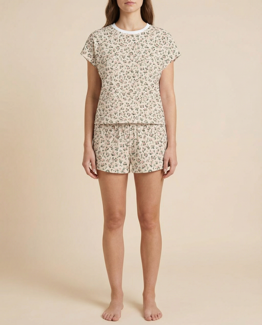 Tiny Rose Garden Women’s Short Pajama Set – Soft Floral Sleepwear