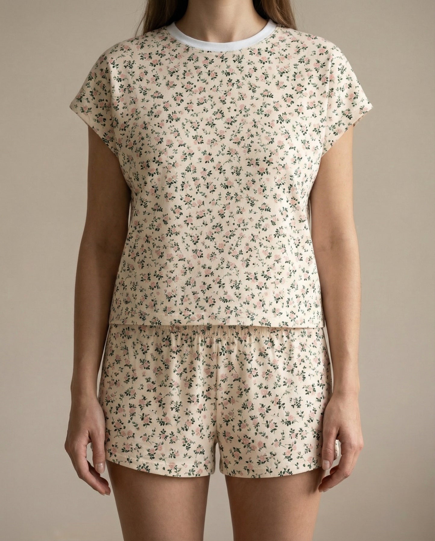 Tiny Rose Garden Women’s Short Pajama Set – Soft Floral Sleepwear