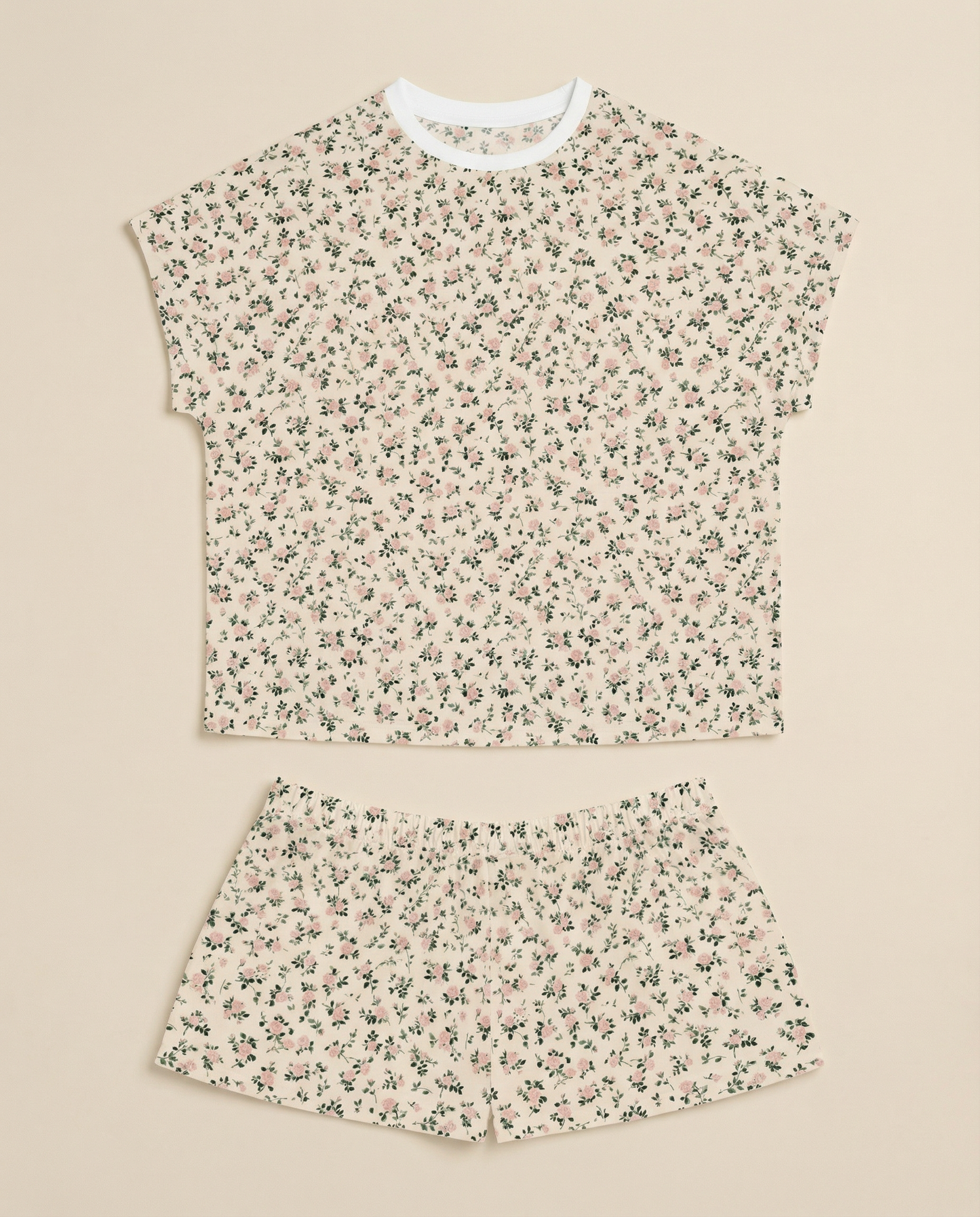 Tiny Rose Garden Women’s Short Pajama Set – Soft Floral Sleepwear