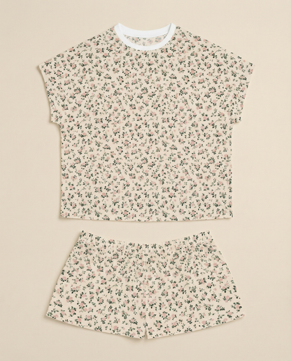 Tiny Rose Garden Women’s Short Pajama Set – Soft Floral Sleepwear
