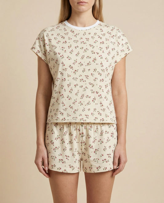 Ditsy Blossom Women’s Short Pajama Set – Soft Floral Sleepwear