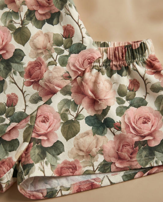 Classic Rose Bouquet Women’s Short Pajama Set – Romantic Floral Sleepwear