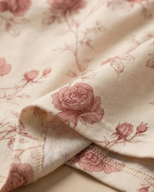 Vintage Rose Sketch Women’s Short Pajama Set – Romantic Sleepwear