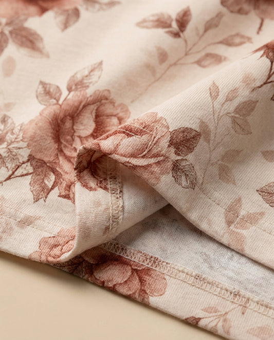 Sepia Rose Women’s Short Pajama Set – Vintage Romantic Sleepwear